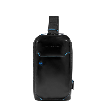 Рюкзак слинг мужской PIQUADRO BLUE SQUARE CA6898B2/N черный кожа